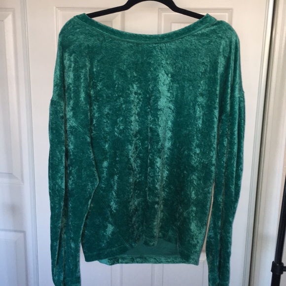 FREE PEOPLE Milan velvet pullover sea green top - Picture 4 of 7